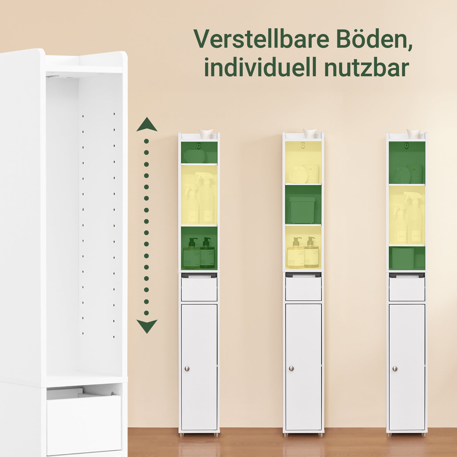 Prévente | Armoire de salle de bain haute SoBuy avec étagères réglables, étroite, blanche, 20 x 145 x 20 cm, BZR34-KW
