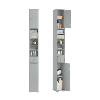 SoBuy Bad Hochschrank mit Verstellbare Ablagen schmal Hellgrau 20x180x20cm BZR34-HG