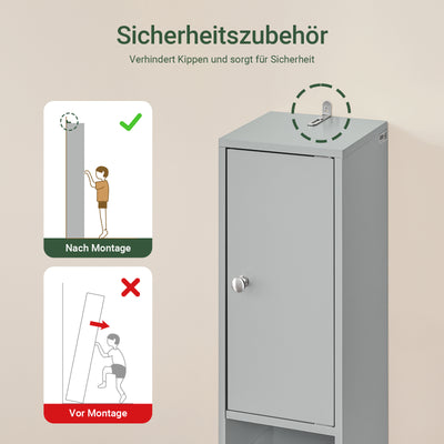 Armoire de salle de bain haute SoBuy avec étagères réglables, étroite, gris clair, 20 x 180 x 20 cm, BZR34-HG