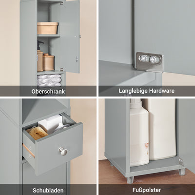 Armoire de salle de bain haute SoBuy avec étagères réglables, étroite, gris clair, 20 x 180 x 20 cm, BZR34-HG