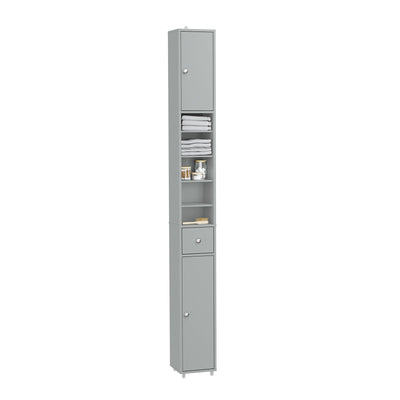 SoBuy | Mobile colonna da bagno | con ripiani regolabili sottili | Grigio chiaro | 20x180x20cm | BZR34-II-HG