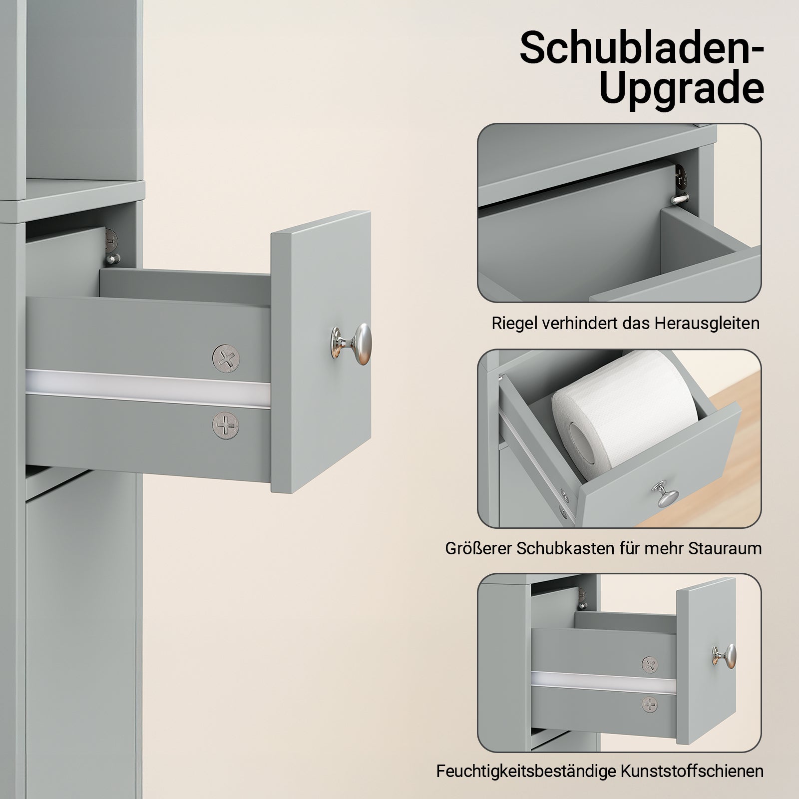 SoBuy | Mobile colonna da bagno | con ripiani regolabili sottili | Grigio chiaro | 20x180x20cm | BZR34-II-HG