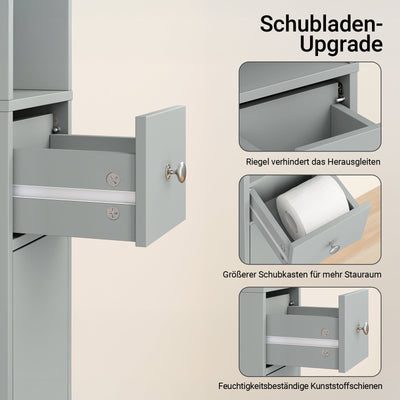 SoBuy | Mobile colonna da bagno | con ripiani regolabili sottili | Grigio chiaro | 20x180x20cm | BZR34-II-HG