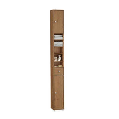 SoBuy | Mobile colonna da bagno salvaspazio | con ripiani regolabili | Vintage 20x180x20cm BZR34-II-PF