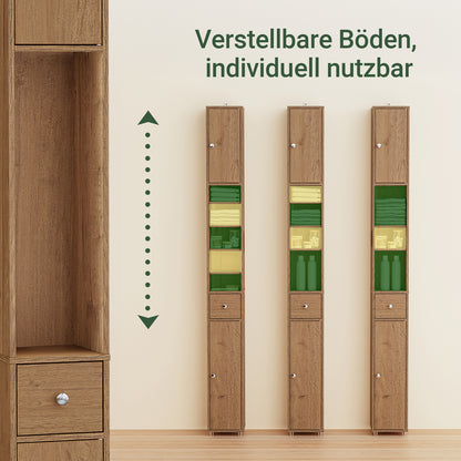 SoBuy | Badzimmerschrank Schmal | mit Verstellbare Ablagen | Vintage 20x180x20cm BZR34-II-PF