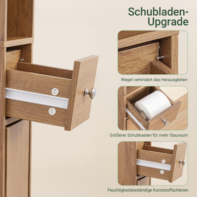 SoBuy | Badzimmerschrank Schmal | mit Verstellbare Ablagen | Vintage 20x180x20cm BZR34-II-PF