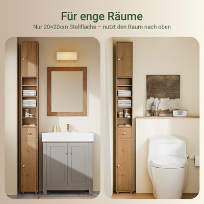SoBuy | Mobile colonna da bagno salvaspazio | con ripiani regolabili | Vintage 20x180x20cm BZR34-II-PF