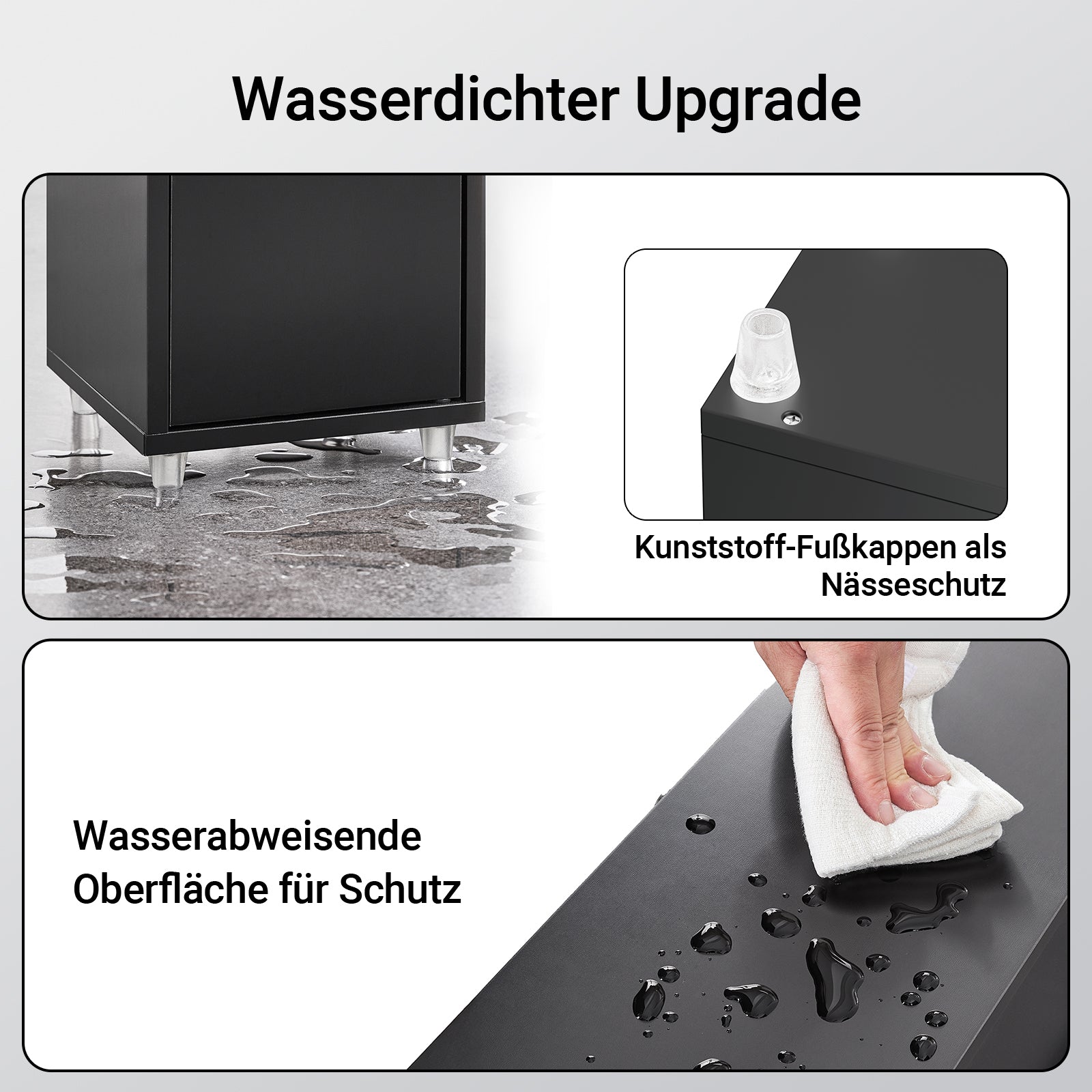 SoBuy | Bad Hochschrank | mit Verstellbare Ablagen schmal | Schwarz | 20x180x20cm | BZR34-II-SCH