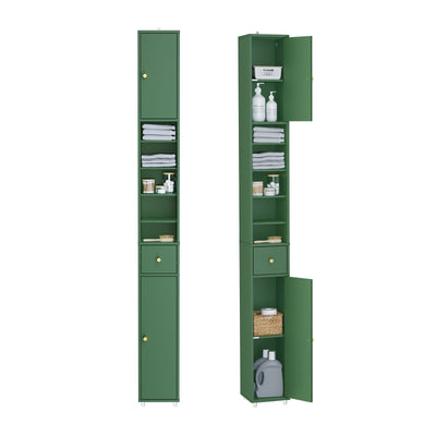 SoBuy Mobile bagno alto con ripiani regolabili sottile verde 20x180x20cm BZR34-II-SY