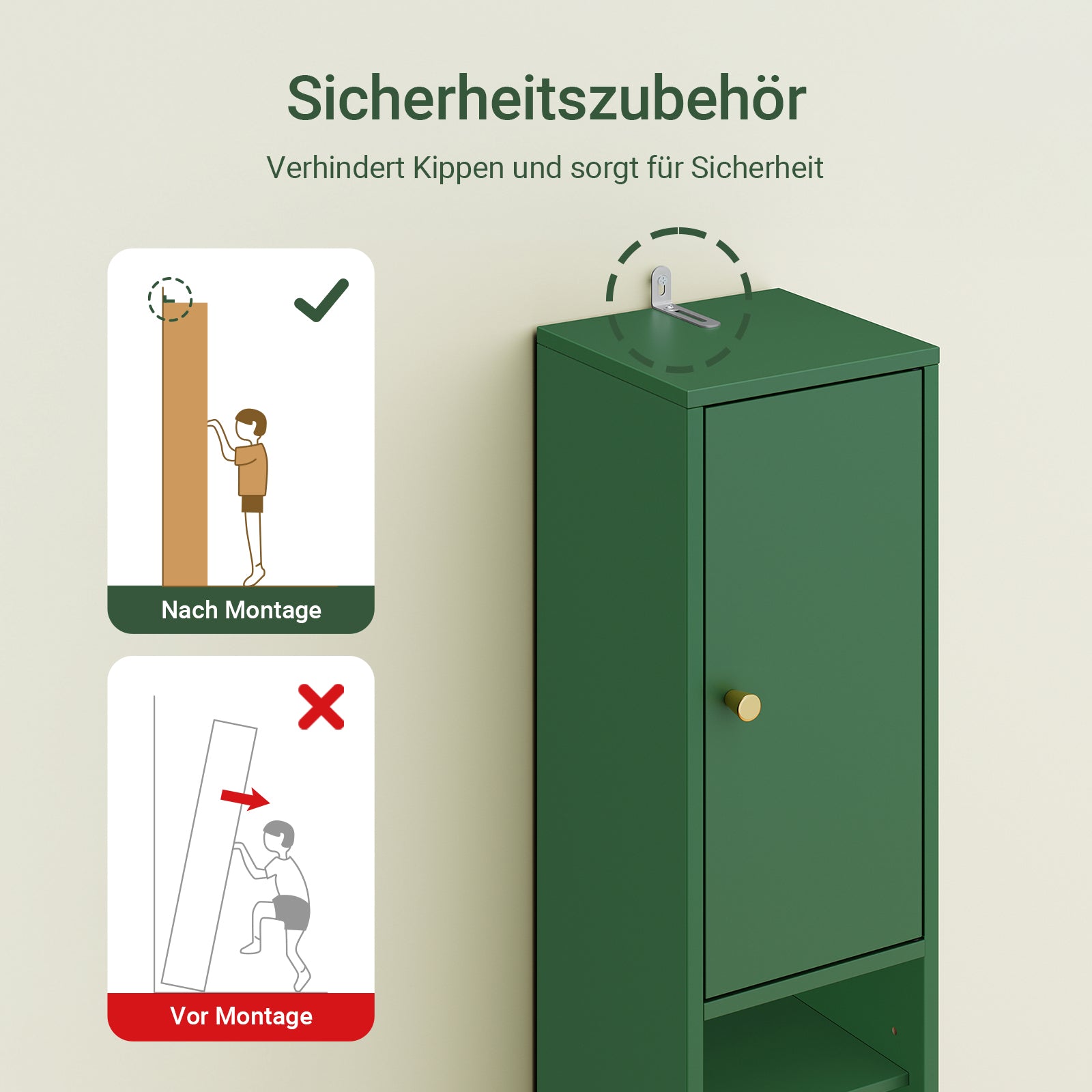 SoBuy Mobile bagno alto con ripiani regolabili sottile verde 20x180x20cm BZR34-II-SY