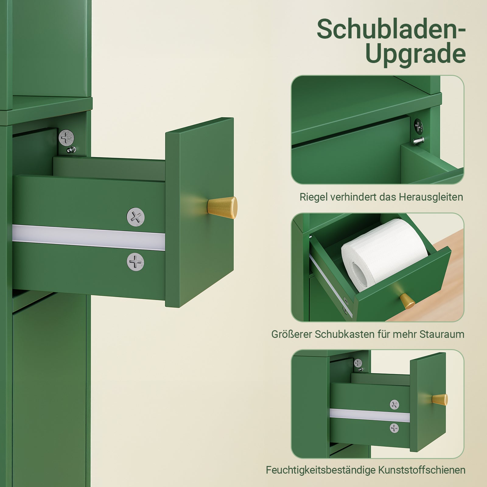 Armoire de salle de bain haute SoBuy avec étagères réglables, étroite, verte, 20 x 180 x 20 cm, BZR34-II-SY