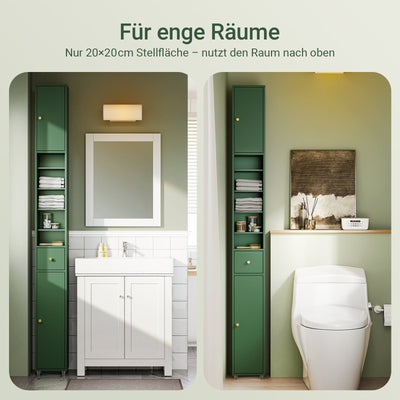 SoBuy Mobile bagno alto con ripiani regolabili sottile verde 20x180x20cm BZR34-II-SY