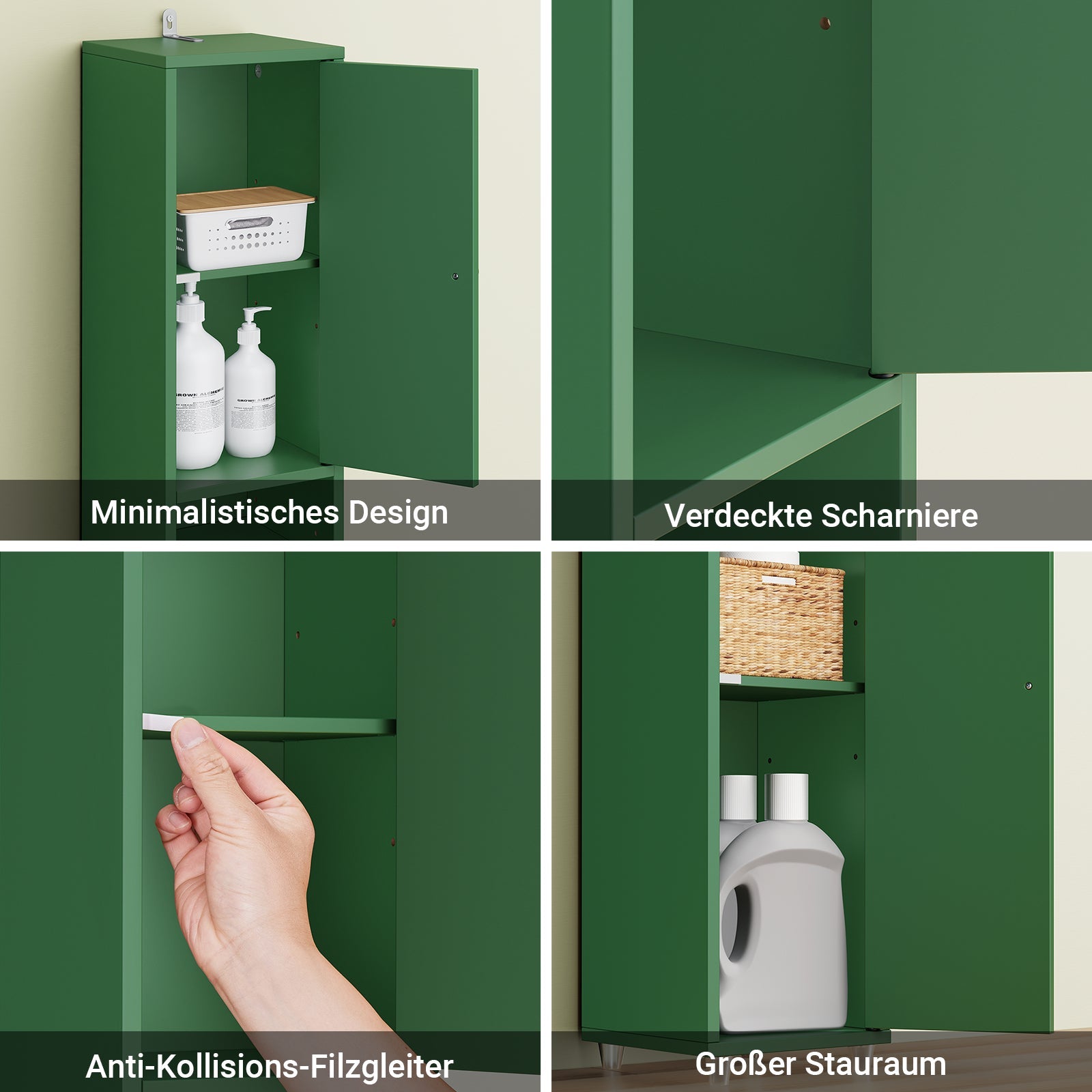 SoBuy Mobile bagno alto con ripiani regolabili sottile verde 20x180x20cm BZR34-II-SY