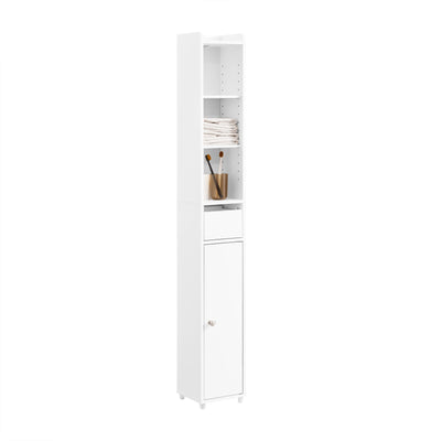 SoBuy | Colonna da Bagno con Ripiani Regolabili Stretta | Bianco | 20x145x20cm | BZR34-K-W