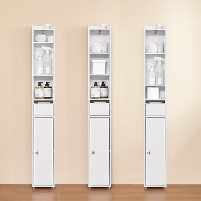 Prévente | Armoire de salle de bain haute SoBuy avec étagères réglables, étroite, blanche, 20 x 145 x 20 cm, BZR34-KW