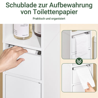 Prévente | Armoire de salle de bain haute SoBuy avec étagères réglables, étroite, blanche, 20 x 145 x 20 cm, BZR34-KW