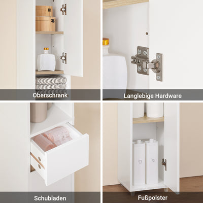 SoBuy | Armoire de salle de bain haute étroite | avec étagères réglables | Blanc naturel | 20 x 180 x 20 cm | BZR34-WN 