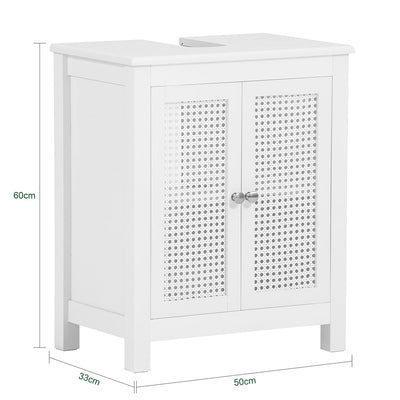 SoBuy | Meuble sous lavabo | Meuble de salle de bain blanc | Style cottage | BZR35-W