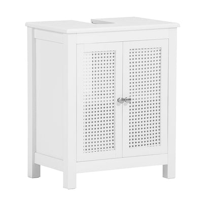 SoBuy | Meuble sous lavabo | Meuble de salle de bain blanc | Style cottage | BZR35-W