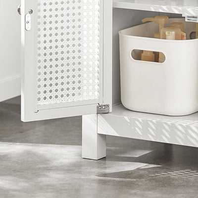 SoBuy | Meuble sous lavabo | Meuble de salle de bain blanc | Style cottage | BZR35-W
