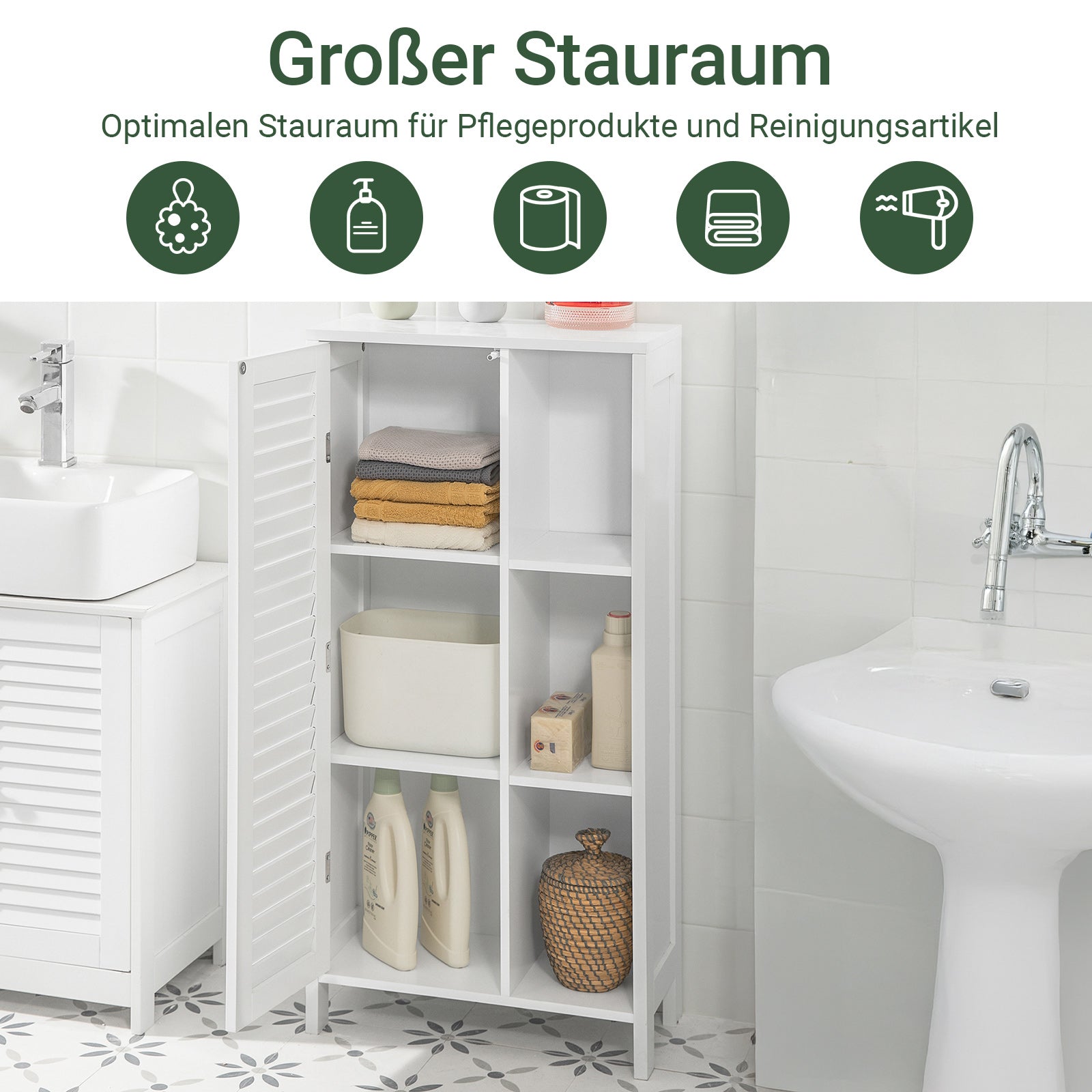 SoBuy | Mobiletto per bagno | Armadietto per bagno | Armadietto per ingresso bianco | BZR39-W