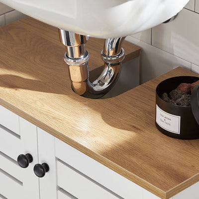 SoBuy | Meuble sous-lavabo | Meuble bas de salle de bain blanc | BZR40-W