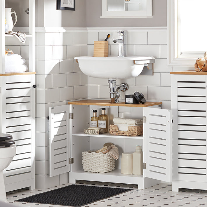 SoBuy | Meuble-lavabo | Armoire de salle de bain blanche | BZR40-W