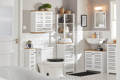 SoBuy | Colonna da bagno | Mobiletto bagno bianco | Mobile bagno | BZR44-W