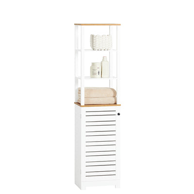 SoBuy | Armoire de salle de bain haute | Armoire de salle de bain blanche | Meubles de salle de bain | BZR43-W 