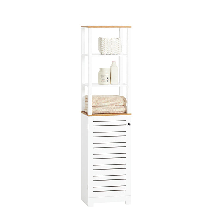 SoBuy | Armoire de salle de bain haute | Armoire de salle de bain blanche | Meubles de salle de bain | BZR43-W 