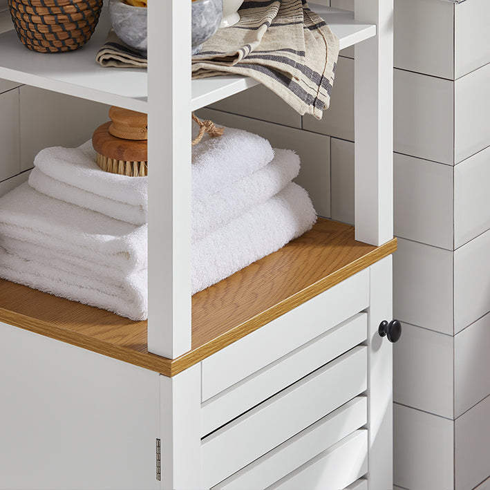 SoBuy | Colonna da bagno | Armadietto da bagno bianco | Mobiletto da bagno | BZR43-W