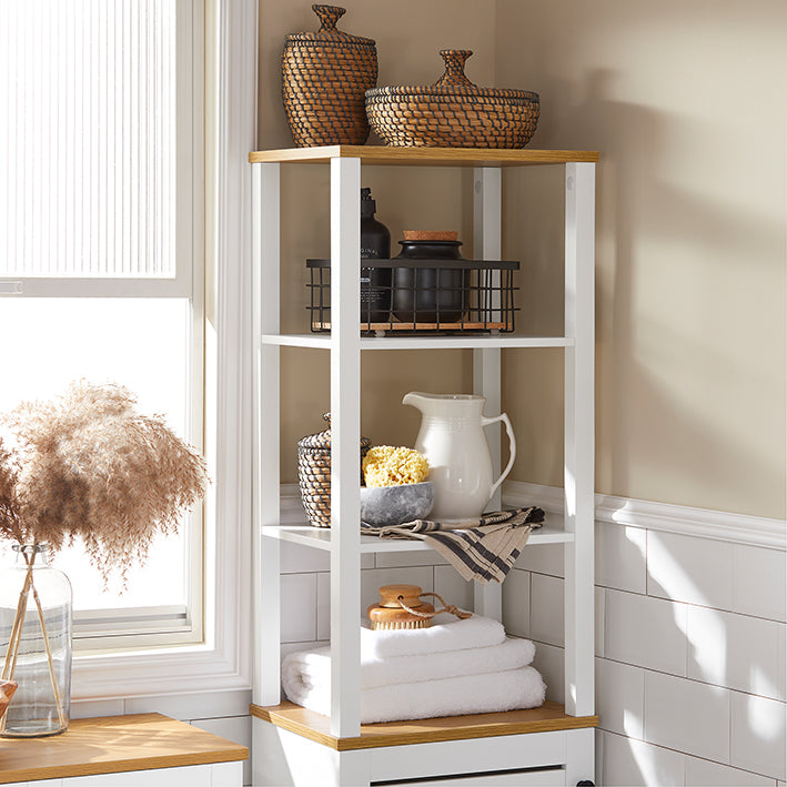 SoBuy | Armoire de salle de bain haute | Armoire de salle de bain blanche | Meubles de salle de bain | BZR43-W 