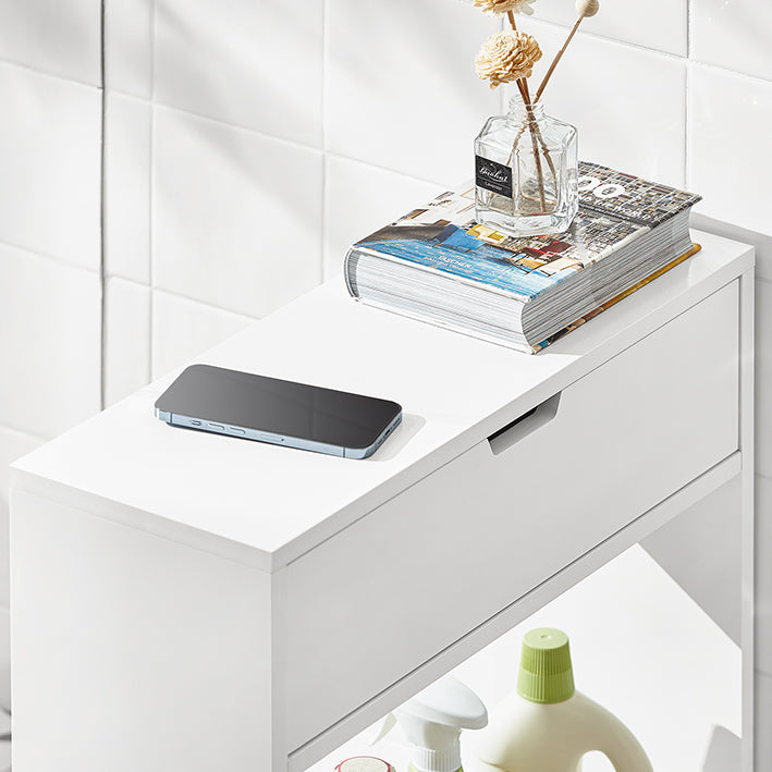 SoBuy | Étagère de Niche | Meuble Salle de Bain | Meuble de Rangement Blanc | BZR48-W