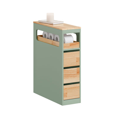 SoBuy | Carrello portaoggetti salvaspazio a 3 cassetti | Scaffale da cucina | Carrello di servizio | Verde | BZR54-II-GR