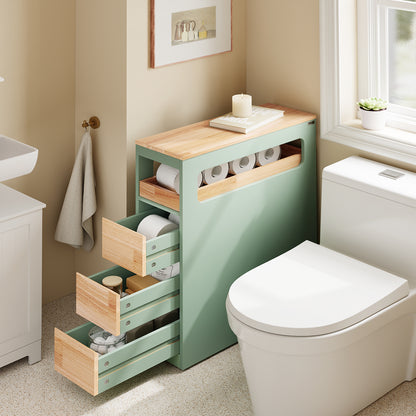 SoBuy | Étagère niche à 3 tiroirs | Étagère de cuisine | Chariot à roulettes | Vert | BZR54-II-GR