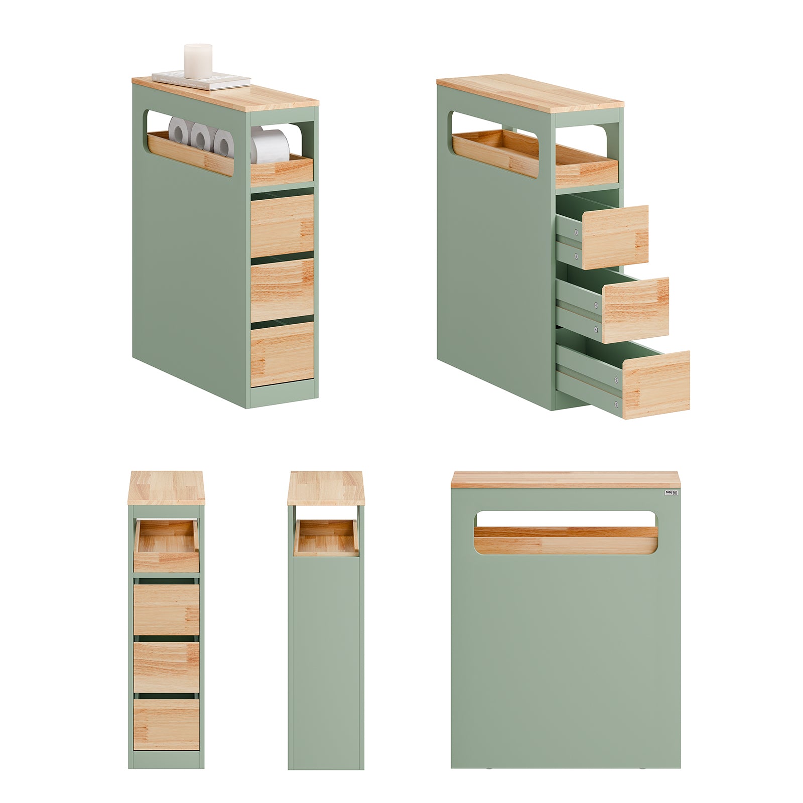 SoBuy | Étagère niche à 3 tiroirs | Étagère de cuisine | Chariot à roulettes | Vert | BZR54-II-GR