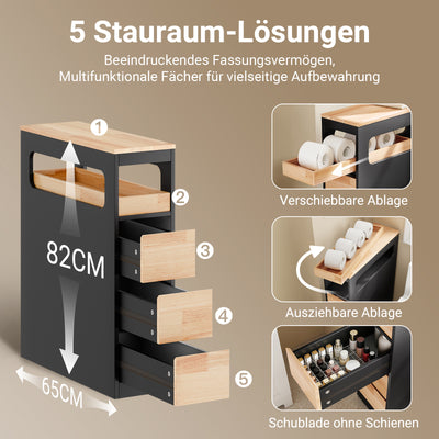 Prévente | SoBuy | Étagère niche à 3 tiroirs | Étagère de cuisine étroite | Noir | BZR54-II-SCH