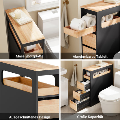 Prévente | SoBuy | Étagère niche à 3 tiroirs | Étagère de cuisine étroite | Noir | BZR54-II-SCH