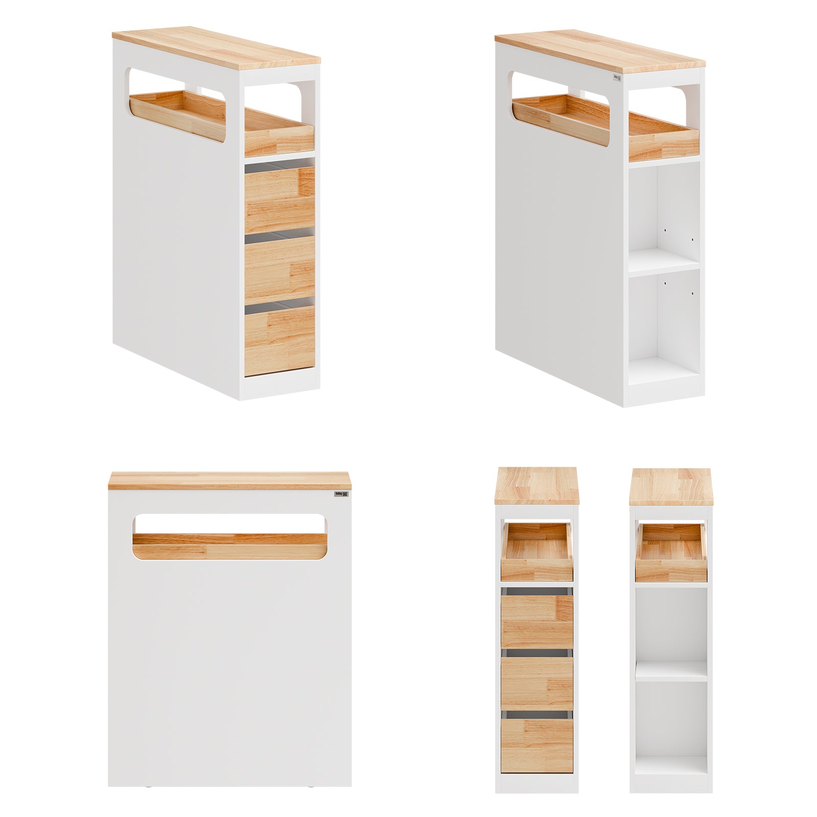 SoBuy | Nischenregal mit 3 Schubladen | Küchenregal schmales | Nischenwagen | BZR54-IV-WN