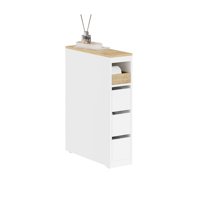 SoBuy | Meuble de Salle de Bain à Roulettes | Étroit | Naturel | BZR54-K-W