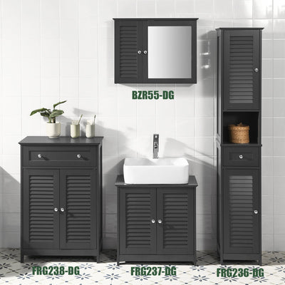 SoBuy | Mobiletto da bagno | Armadietto da bagno | Credenza grigio scuro | FRG238-DG