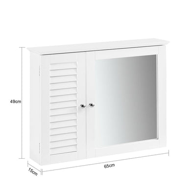 SoBuy | Armadietto con specchio | Armadietto a muro con anta a specchio | Mobiletto bagno bianco | BZR55-W