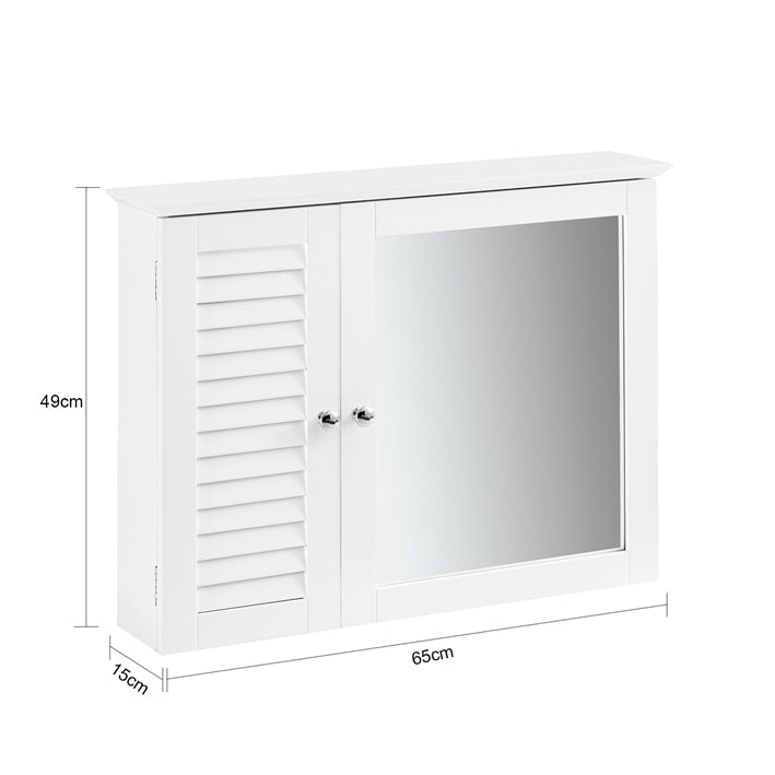 SoBuy | Armadietto con specchio | Armadietto a muro con anta a specchio | Mobiletto bagno bianco | BZR55-W