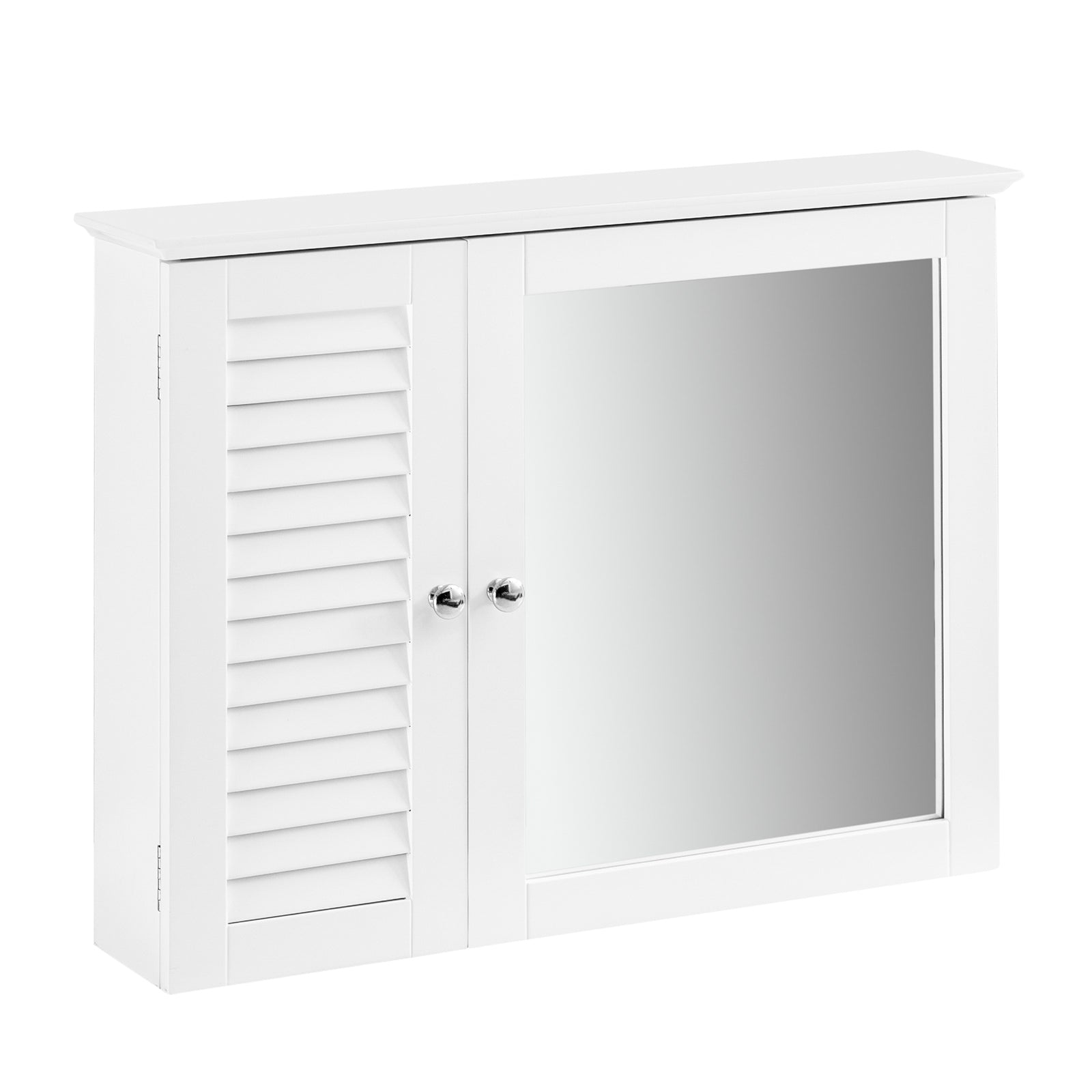 SoBuy | Armadietto con specchio | Armadietto a muro con anta a specchio | Mobiletto bagno bianco | BZR55-W