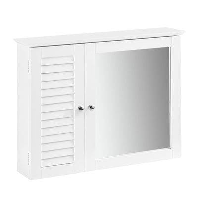 SoBuy | Armadietto con specchio | Armadietto a muro con anta a specchio | Mobiletto bagno bianco | BZR55-W