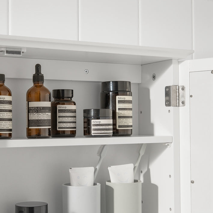 SoBuy | Armadietto con specchio | Armadietto a muro con anta a specchio | Mobiletto bagno bianco | BZR55-W