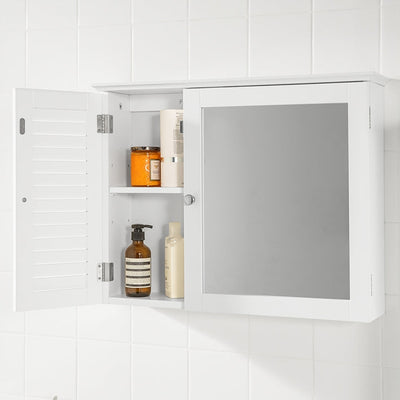 SoBuy | Armadietto con specchio | Armadietto a muro con anta a specchio | Mobiletto bagno bianco | BZR55-W
