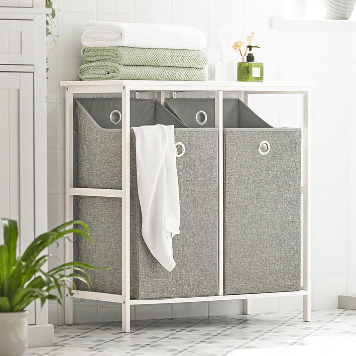 SoBuy | Cesta portabiancheria | Contenitore per biancheria | Armadio per biancheria | BZR57-W