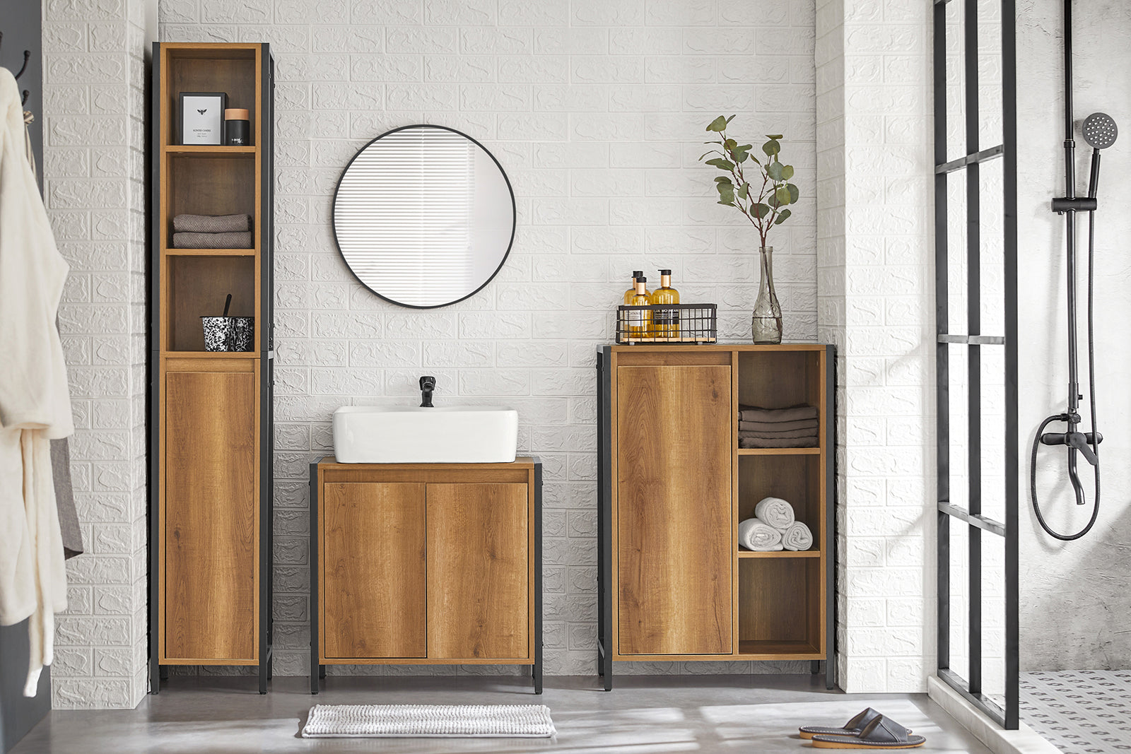 SoBuy | Meuble sous-vasque | Meuble de salle de bain | Meuble lavabo | BZR63-II-PF