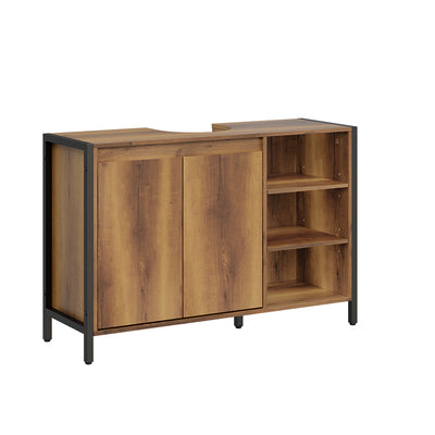 SoBuy | Meuble sous-lavabo 90 cm de large avec découpe pour siphon | Style industriel BZR63-L-PF